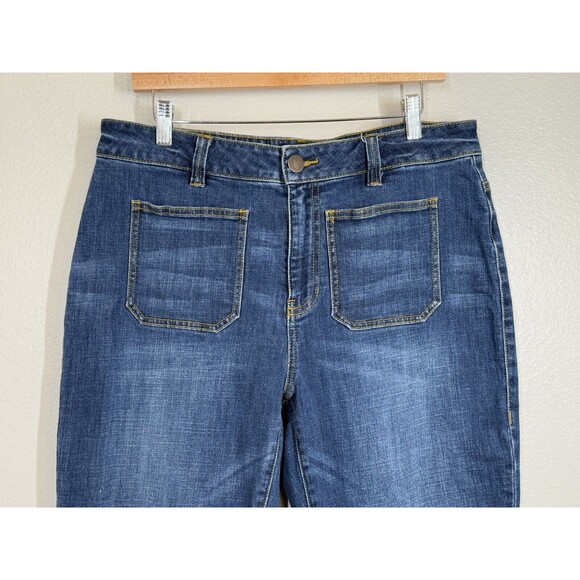 Cabi Patch Pocket Wide Leg Denim Jeans Womens Size 12 70's Retro #4151R Flare - Picture 4 of 14